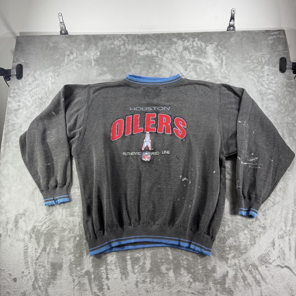 Vintage Houston Oilers Sweatshirt Mens XL Gray NFL Football Logo Athletic 90s
